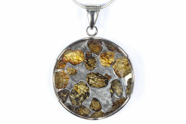 Sericho Pallasite Round Meteorite Pendant - Kenya #380564